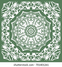 Openwork geometric Pattern for Print. Vector illustration. Green color. Template print for Textile, Fabric, Phone Case