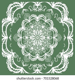 Openwork geometric Pattern for Print. Vector illustration. Green color. Template print for Textile, Fabric, Phone Case