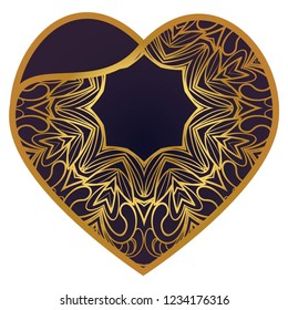 Openwork Heart With Flowers. Happy Valentines Day Holiday Decorative Elements. Vector Illustration