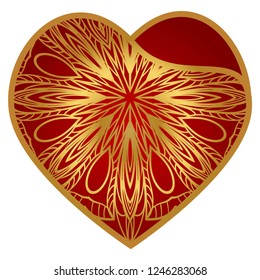 Openwork Heart With Flowers. Happy Valentines Day Holiday Decorative Elements. Vector Illustration