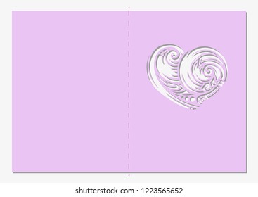 Openwork heart laser cutting template for Valentine's Day greeting cards or wedding invitation