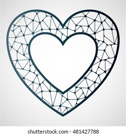 Openwork heart. Laser cutting template for greeting cards, envelopes, wedding invitations, interior decorative elements.