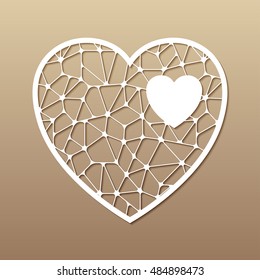 Openwork heart. Laser cutting template for greeting cards, envelopes, wedding invitations, interior decorative elements.