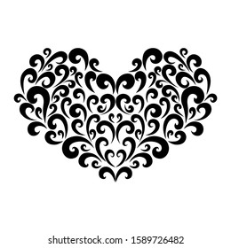 Openwork heart love symbol isolated on white background.