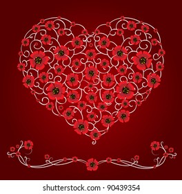 Openwork heart with poppies