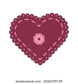 Openwork heart. Sticker, greeting card valentine for birthday, valentine's day. Design element for scrapbooking, applications, banners, posters