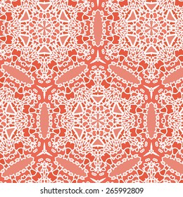Openwork lace pattern seamless red on a white background