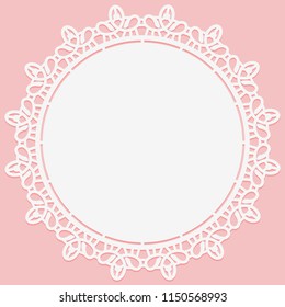 Openwork lace round doily. Suitable for laser cutting. Vector illustration