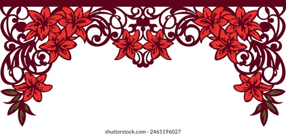 Flores de lambrequina caladas 0001. El patrón está preparado para el corte CNC.