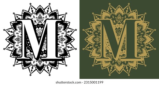 Openwork mandala icon." The letter "M".