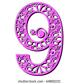 openwork numerals, number nine