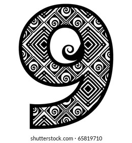 openwork numerals, number nine