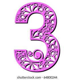 openwork numerals, number three