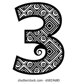 openwork numerals, number three