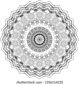 openwork ornament in black and white, for self-coloring