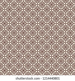 Openwork ornament. Lacy background. Ethnic and tribal wallpaper. Ornamental seamless surface pattern design. Repeated abstract geometric figures. Digital paper, textile print. Vector illustration