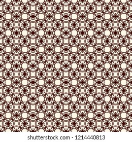 Openwork ornament. Lacy background. Ethnic and tribal wallpaper. Ornamental seamless surface pattern design. Repeated abstract geometric figures. Digital paper, textile print. Vector illustration