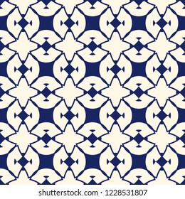 Openwork ornament. Lacy background. Ethnic and tribal wallpaper. Ornamental seamless surface pattern design. Repeated abstract geometric figures. Digital paper, textile print. Vector illustration