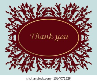 Openwork paper cutting design. Carved card template, ticket, tag, label. Floral transparent frame for inscriptions.