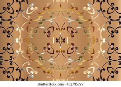 openwork pattern embossed vintage. Decoration under the wallpaper light brown tone