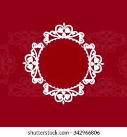  Openwork round frame on a red background 3D 
