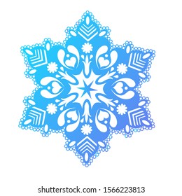 Openwork snowflake isolated on a white background. Vector cartoon close-up illustration