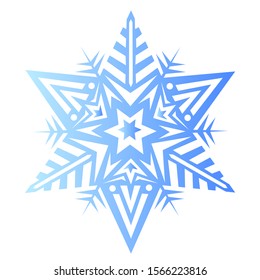 Openwork snowflake isolated on a white background. Vector cartoon close-up illustration