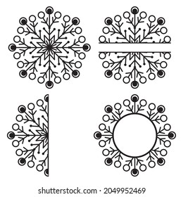 openwork snowflake mandala stencil for postcard decor, vector illustration