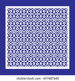 Openwork square geometric ornament for laser cut. The filigree template. Pattern for decorative panel. Silhouette for print and engraving. Vector stencil.
