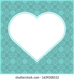 Openwork Valentine card with delicate heart. Vector template for layouts Wedding cards, greeting postcard Saint Valentine's Day, design for page book, interior decoration or printing.