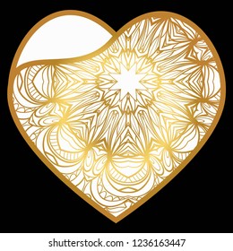 Openwork Valentine Card With Delicate Hearts. Vector Template For Layouts Wedding Cards, Interior, Laser Cutting, Plotter Cutting Or Printing
