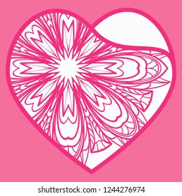 Openwork Valentine Card With Delicate Hearts. Vector Template For Layouts Wedding Cards, Interior, Laser Cutting, Plotter Cutting Or Printing