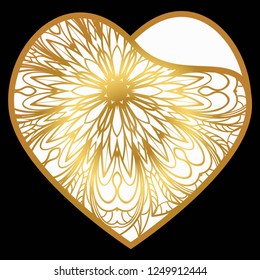 Openwork Valentine Card With Delicate Hearts. Vector Template For Layouts Wedding Cards, Interior, Laser Cutting, Plotter Cutting Or Printing