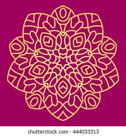 Openwork vector mandala. Round hand-drawn pattern. Colorful, bright print.