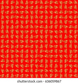 Openwork weaving delicate, golden background. Vector brilliant lace, stylized flowers, paisley. Oriental style arabesques on a red backdrop. Seamless pattern of golden textured curls.