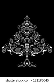 Openwork white Christmas tree with snowflakes