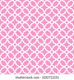 Openwork white lattice on a pink background. Seamless pattern for printing on clothing, dishes, cloth and other surfaces.