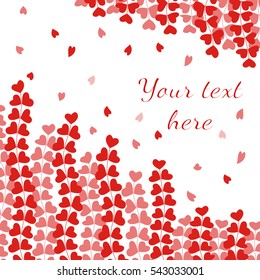 Openwork woven pattern of plants with leaves of hearts on a white background. Suitable for decoration of greeting cards for Valentine's day and design backgrounds.