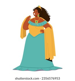 Opera Artist Woman Captivating Audience With Her Powerful Voice And Emotive Performances. Soprano Female Character Masterfully Interpreting Classical Arias And Modern Compositions. Vector Illustration