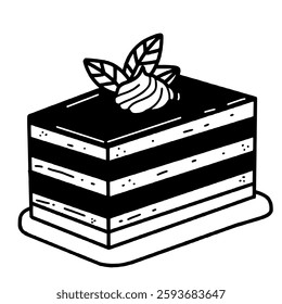 Opera Cake Hand drawn line art Paris Illustration