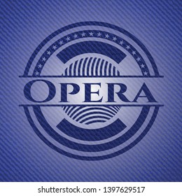 Opera emblem with jean high quality background. Vector Illustration. Detailed.