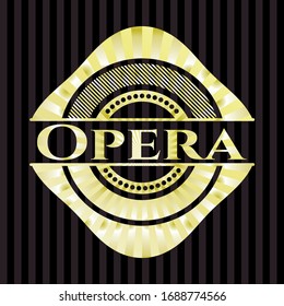 Opera gold emblem or badge. Vector Illustration. Detailed.
