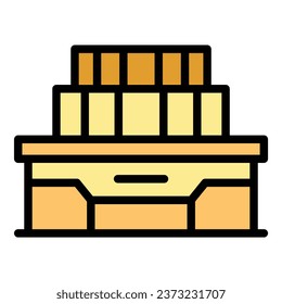 Vector de contorno de icono de la casa de trabajo. Monumento mundial. Color del viaje de arquitectura plano