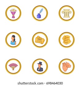 Opera icons set. Cartoon illustration of 9 opera vector icons for web design