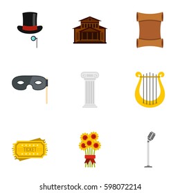Opera icons set. Flat illustration of 9 opera vector icons for web