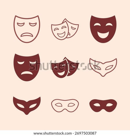 Opera mask vector set trendy beautiful amazing design useful Illustration colorful background.eps