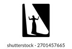 opera singer on stage, black isolated silhouette
