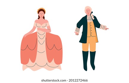 Opera Singer in Theatrical Garment Performing on Stage Vector Set