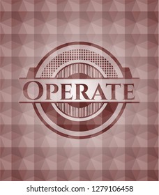 Operate red badge with geometric background. Seamless.