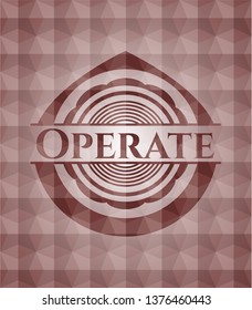 Operate red seamless geometric badge.